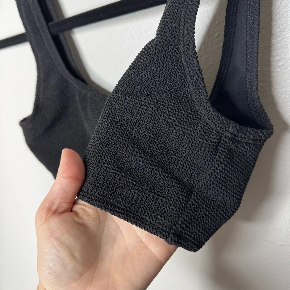 & Other Stories Textured Bikini SET Square Neck Top High Waisted Black